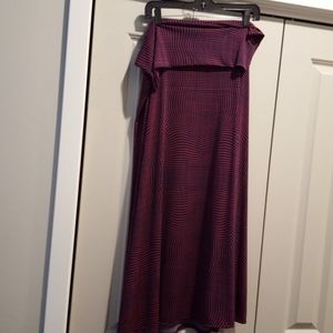xl navy and fushcia pink silky maxi skirt